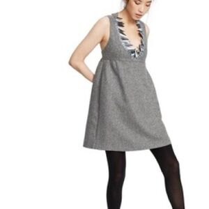 Anna Sui collab Gray V-Neck Mini Dress